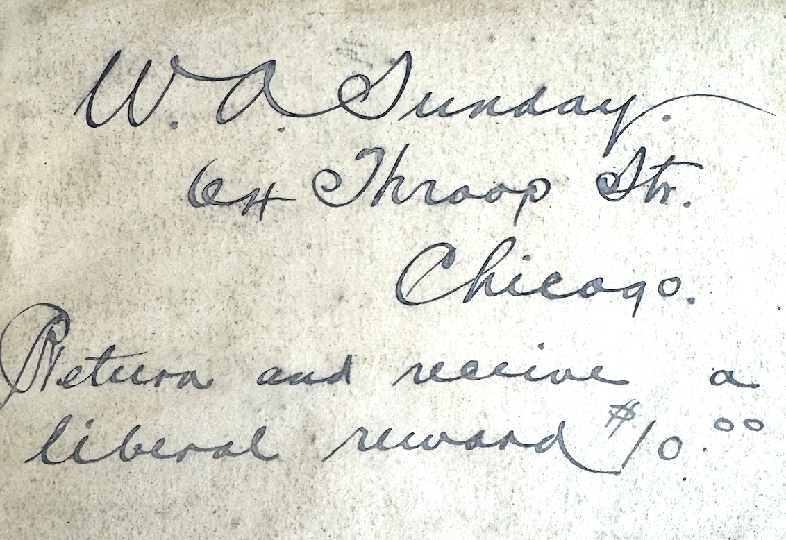 Circa 1890s notebook belonging to Billy – Evangelist Billy Sunday (1862 ...